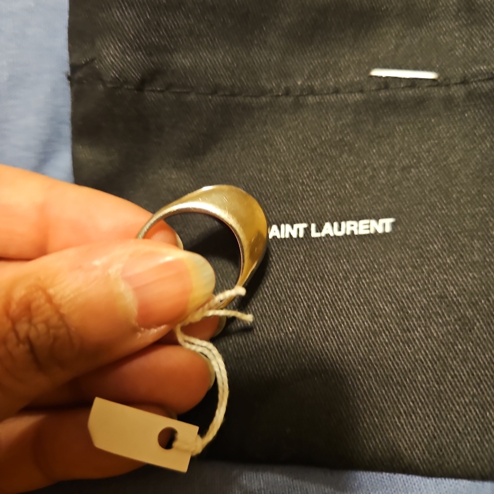 🛑SAINT LAURENT Bague Anneau Bombe Brass Metal Ring - Picture 3 of 4